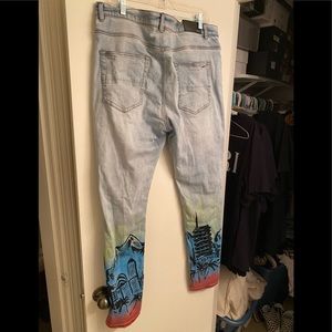Amiri slim fit denim jeans with city painted